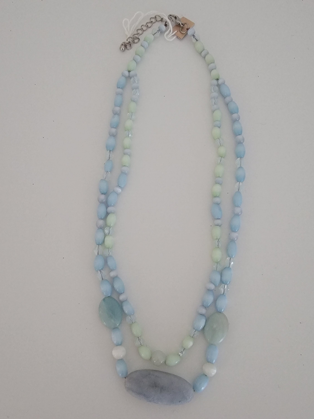 New Blue & Mint Bead Double-Strand Necklace - Handcrafted